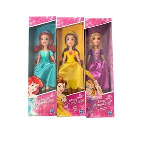 Disney Princess Doll Lot 3 Ariel Belle Rapunzel Hasbro Shimmer Gowns New NIB